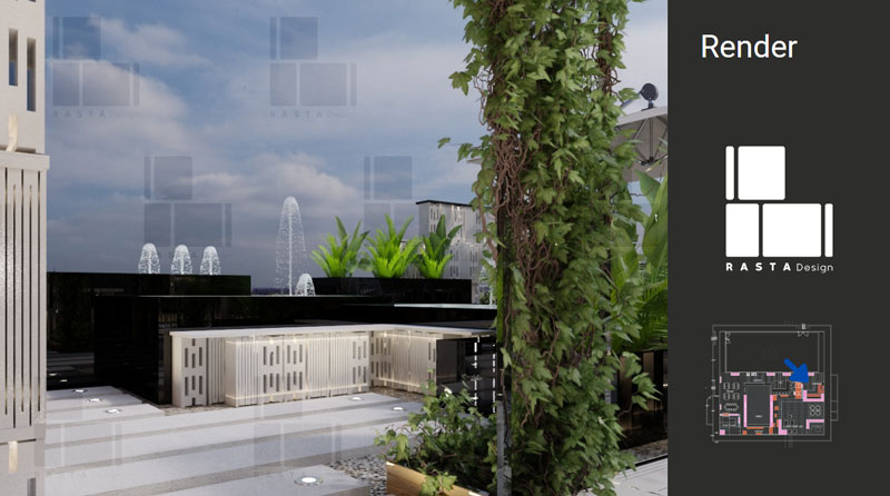 رندر روف گاردن پروژه مسکونی
